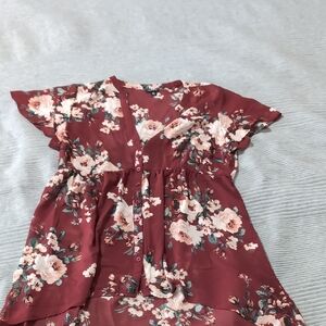 Torrid Floral Burgundy Blouse Size 00